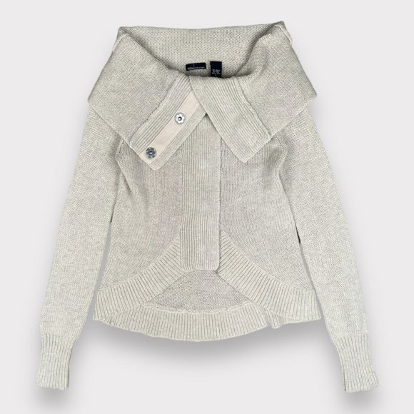 MODA International Tan Knit Snap Button Cowl Neck Sweater Women's Size Small - Picture 7 of 15